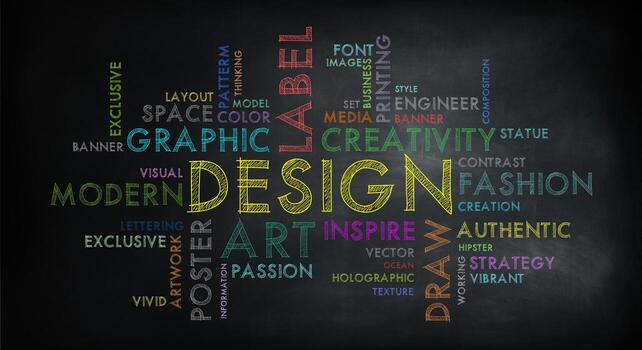 design word cloud innovation idea creativity and design concept photo
